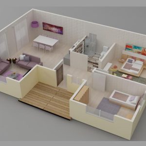73 mt prefabrik ev plan2