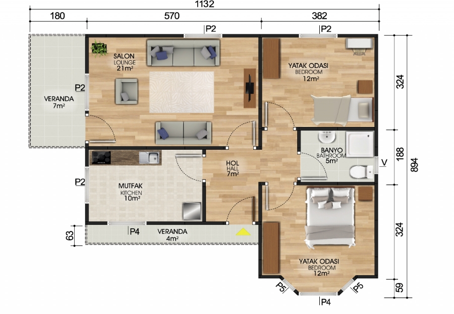 Kayseri Prefabrik 80 mt 4 Kayseri Prefabrik 80 mt - Görsel 2